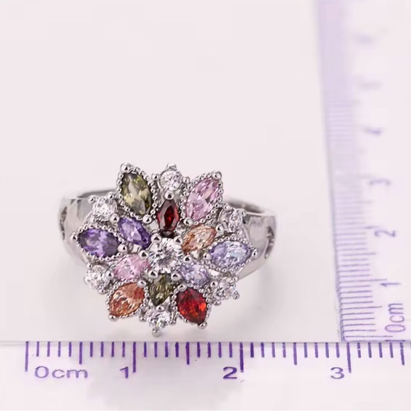 S925 Fashion Ring With Silver Colorful Cubic Zirconia. - Picture 3 of 7